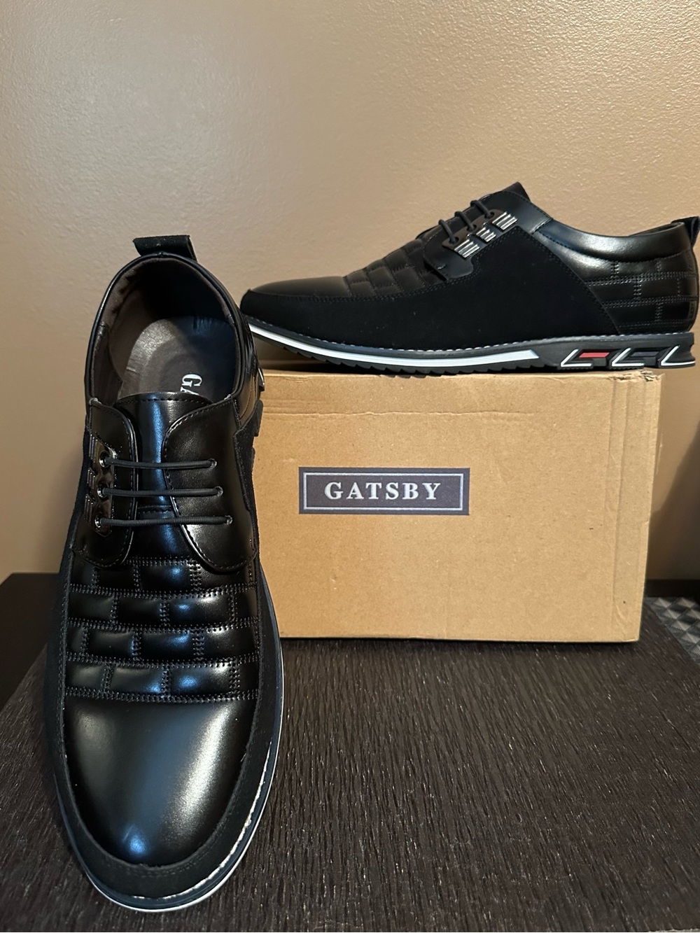 Men's Gatsby Black Lace-Up Dress Shoes, size 12